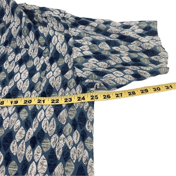 Columbia Linen Blend Shirt Mens XL Blue Leaf Print S/S Button Up Casual - Picture 7 of 10